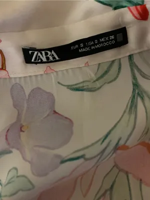 Zara S Floral Belted Shirt Dress Ruffle Hem Long Sleeve Cottagecore Boho Womens thumbnail 4