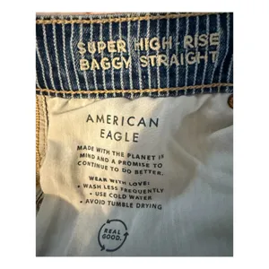 American Eagle Jeans Womens Size 10 Baggy Straight High Rise Pinstripe 32x28 thumbnail 3