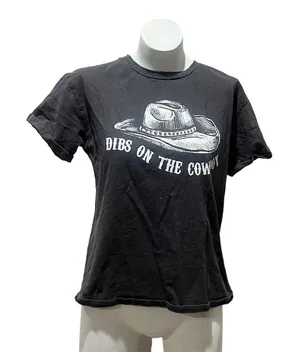Miss Me Women's Gray "Dibs On The Cowboy" T-Shirt Size M thumbnail 1