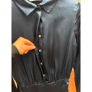Amanda Uprichard Silk Shirt Dress Navy Blue Button Front Minimalist Women Small thumbnail 8