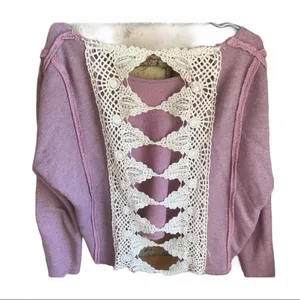 ✨HP✨Free People Crochet Open Back Sweatshirt✨ thumbnail 4