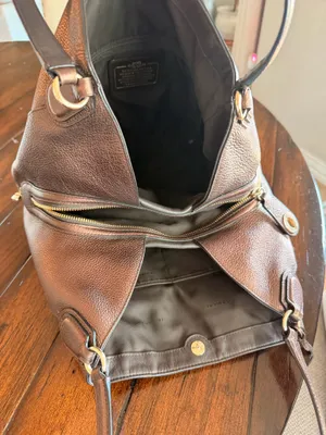 Coach Turnlock Edie Shoulder Bag Metallic Bronze Pebble Leather Large thumbnail 2