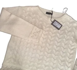 Elsamanda‎ Fringe Knit Sweater Women Large White NEW Made in Italy Alpaca Wool thumbnail 1