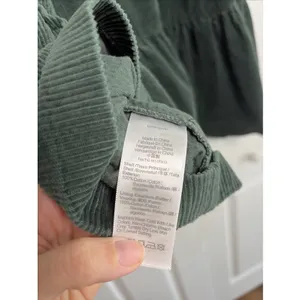 Madewell‎ Corduroy Tiered Babydoll Dress Womens Size 0 Green Puff Sleeve Cotton thumbnail 6