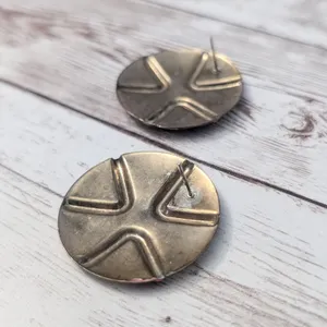Vintage Stud Earrings For Pierced Ears Retro Circular Extra Large thumbnail 9