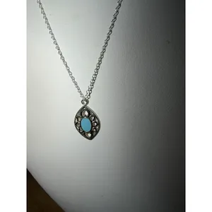 Turquoise Marquise Blue Sterling Silver Necklace 925 Cowgirl Western Dainty thumbnail 2