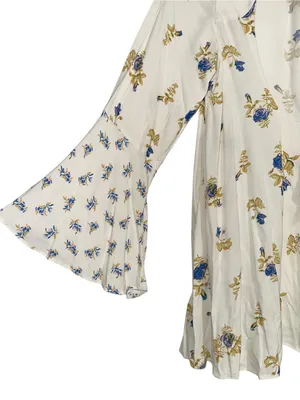 Free People Tate Mock Neck Floral Bell Sleeve Tunic Mini Dress XL thumbnail 9