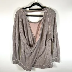 Free People Heather Pink Cross-Back Sweatshirt‎ Size Sz Medium Casual Boho thumbnail 5
