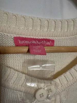 Woman Within GrandmacoreCream Cable Knit Button-Front Cardigan Size 1X NWOT thumbnail 2