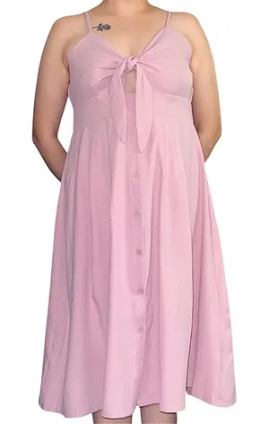 Yidarton Coquette Pink Midi Dress thumbnail 1