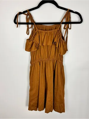Cupshe Espresso Brown Ruffled Square Neck Romper Medium Concert Festival Vacay NWT thumbnail 8