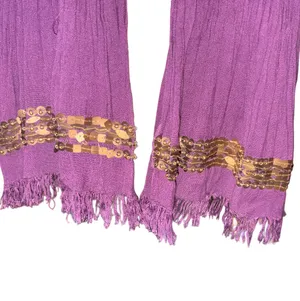 World Market Purple Fringe Scarf with Gold Detailing thumbnail 4