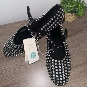 Women's Issa Rhinestone Mary Jane Ballet Flats - A New Day™ Black thumbnail 3