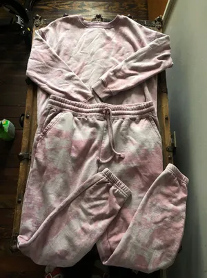 Mauve Reverse Tie Dye Jogger Lounge Set Pink Size M thumbnail 1