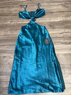 Lulus Teal Satin Cutout Mini Dress NWT thumbnail 7