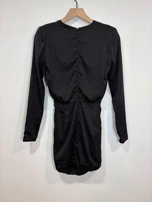 🌟 House Of Cb 🌟 Tatja Embellished Draped Mini Dress Black Sz Xs thumbnail 9