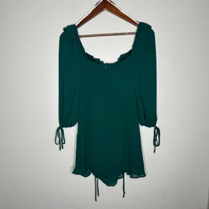 NWT Lulus It Happened in Dublin Forest Green Ruched Lace-up mini dress Sz XS‎ thumbnail 9