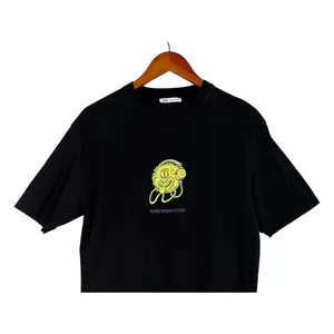 Zara Some Weird Stuff Graphic Oversized Relaxed Fit Basic T Shirt M Black Yellow thumbnail 5
