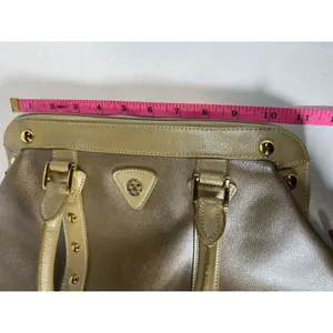 FZNzi Vintage Metallic Gold Satchel Handbag Studded Doctor Bag Top Handle Purse thumbnail 14