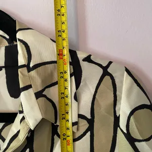 ZARA Tan Black Button Down Long Sleeve Shirt Geometric Print Women's size Small thumbnail 9