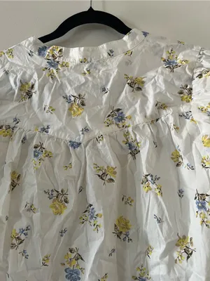 Levi's 100% Cotton White Floral Puff Sleeve Peasant Top Large Cottagecore thumbnail 8