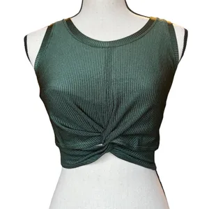 Aerie OFFLINE Ribbed Shine Twist Front Sports Bra Sz‎ L thumbnail 2