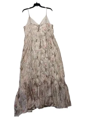 Storia xl Blush Floral Cream Maxi Slip Dress Ruffle Hem romantic guest party thumbnail 15