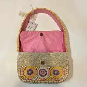 Handcrafted in India Viral Wooden Beaded Colorful Pink Pastel Shoulder Bag Purse thumbnail 11