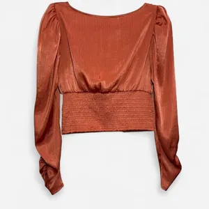 Free People Santiago Satin Cropped Blouse – Romantic Puff Sleeve Y2K (S) thumbnail 4