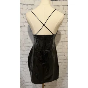 Windsor Vampy Sleek Black Patent Faux Leather Mini Dress Size Large thumbnail 4