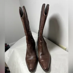 Womens sz 8M Matisse Chocolate Leather Point Toe Cowboy Western Pull Up Boots thumbnail 3
