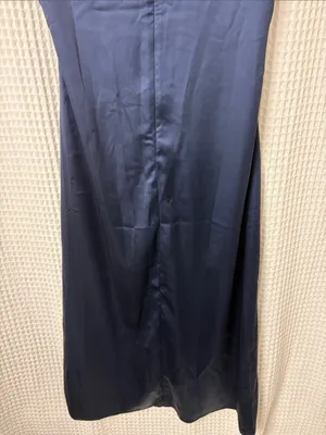 Petal + Pup Lisbeth Ruched Satin Midi Dress Navy Large NWT thumbnail 13