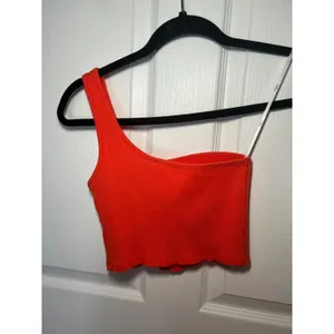 Lulus Orange Ribbed‎ One-Shoulder Two-Piece Midi Dress Skirt Set XS thumbnail 3