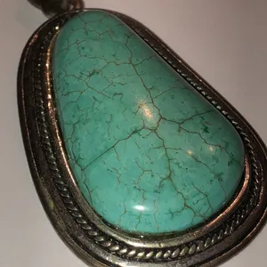 Silver Tone Faux Turquoise Semi Precious Stone Pendant thumbnail 3