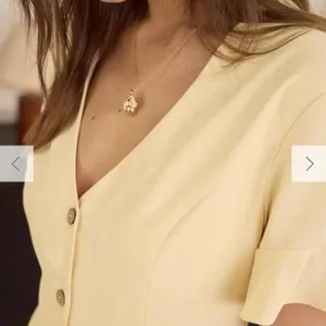 RIHOAS The Yellow V Neck Ruffle Button-up Mini Dress L 11 thumbnail 5