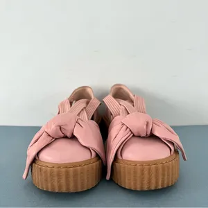 Puma x‎ Fenty by Rihanna Pink Bow Lace Up Leather Creeper Platform Sandals thumbnail 7