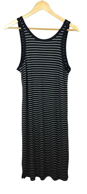 Abercrombie & Fitch Ribbed Striped Midi Tank Dress Black White Size M thumbnail 1