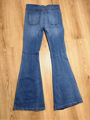 Free People Penny Pull On Flare Jeans Medium Wash Stretch Womens 28 thumbnail 3