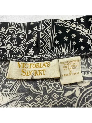 Vintage Victoria's Secret Gold Label Black White Floral Print Robe S thumbnail 3