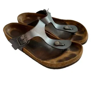 Birkenstock Gizeh Unisex Leather Sandal Icy Metallic Azure Blue EU 38 US W 7/7.5 thumbnail 8