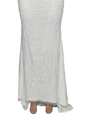 LULUS Luxe Bridal Momentous Love Beaded Bustier Mesh Mermaid Maxi Dress,White,XS thumbnail 10