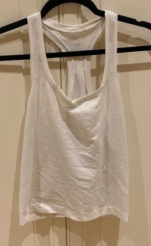 lululemon athletica White Ribbed Racerback Tank thumbnail 1
