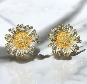 Vintage Blooming Large Sunflower Earrings thumbnail 1