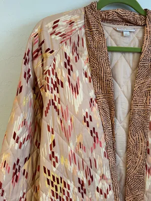 Knox Rose Quilted Open-Front Cardigan Jacket - Beige, Pink, Burgundy thumbnail 2