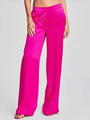 Retrofête Kasha Neon Pink Satin Wide Leg Pant thumbnail 3