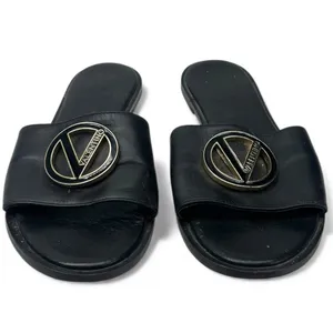 Valentino 7 Bugola Slide Sandal black logo hardware slip-on design Womens Flat thumbnail 2