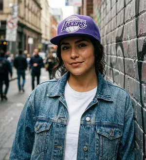 Mitchell & Ness LA Lakers Snapback Hat Purple NBA Rhinestone Logo Cap thumbnail 1