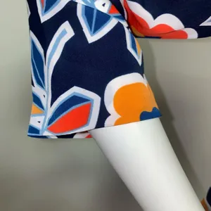 Hutch Retro Navy Blue Orange Floral Mini Dress 3/4 Sleeve Women's Size 10 Petite thumbnail 7