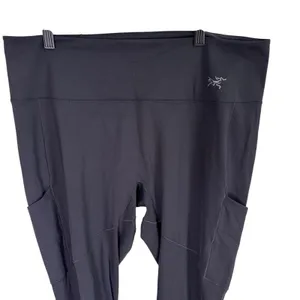 Arcteryx Essent High Rise Leggings Womens XL Black Side Pocket Hiking Tights thumbnail 3