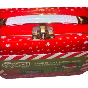 Dr. Seuss Grinch Slipper &‎ Crew Socks Gift Set Tin Holiday NWT thumbnail 8